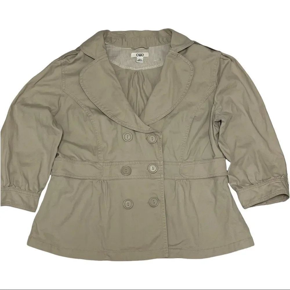 CATO Double Breasted Khaki Light Jacket Sz Large
